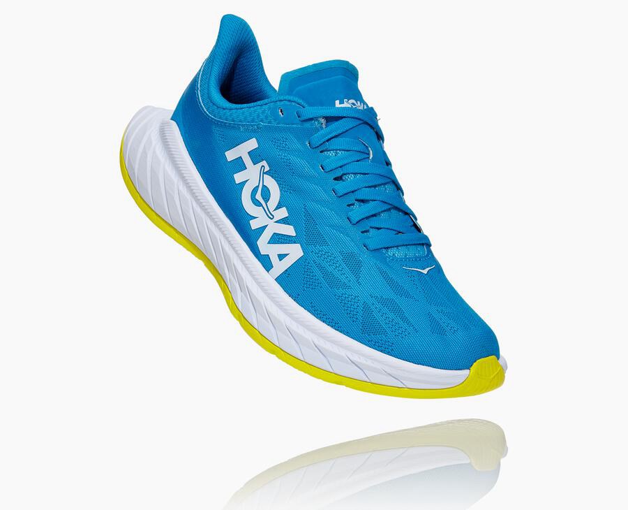 Hoka One One Carbon X 2 Löparskor Dam - Blå/Vita - PITLE-2348